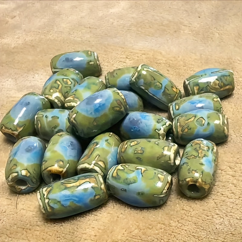 Random Mixed Color High-Temperature Fired Ceramic Bead Set, 16pcs